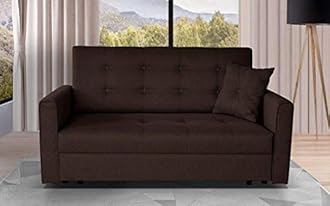 Sofas Sofa Bed | Large 3 Seater Sleeper Suite | Brown Upholstered Fabric Settee | Living Room Bedroom Furniture