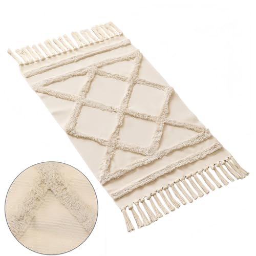 Tapis bohème beige en jute fait main et tufté de qualité Riven - 6