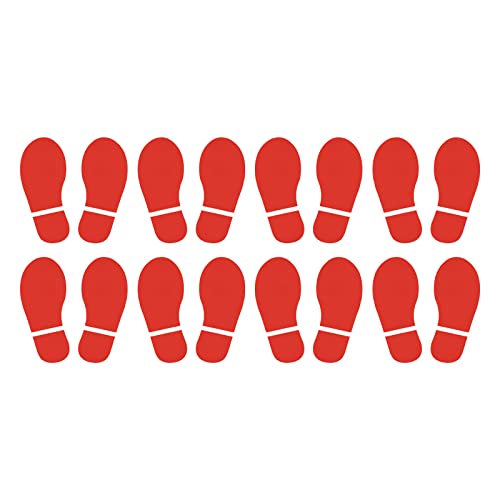 PATIKIL 8x3.3" Footprint Sticker, 8 works PVC Shoes Floor Decal Sign for Class Decor Stair Guide Red