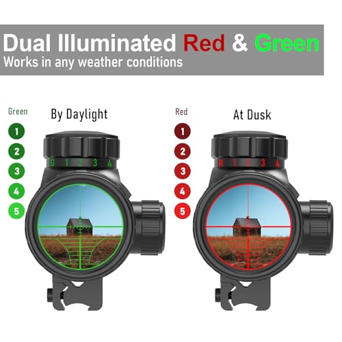 UUQ 6-24x50 AO Rifle Scope Includes Blue/Green Lens with 20mm/11mm Mount-for Hunting,Shotguns,and High-Powered,Long-Range Shooting with Rimfire,and Air Guns.Includes Illuminated Red/Green Reticle