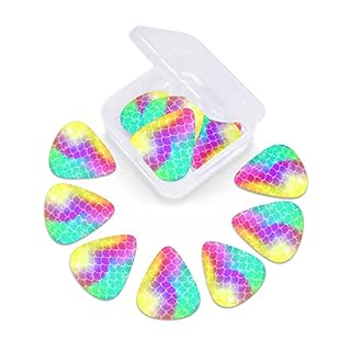 Lot de 12 médiators pour guitare électrique, basse, acoustique, écailles de sirène, arc-en-ciel, avec boîte - Les Beatles, Paul McCartney, John Lennon, RIngo Starr, George Harrison Lot de 12 médiators pour guitare électrique, basse, acoustique, écailles de sirène, arc-en-ciel, avec boîte – Image 3