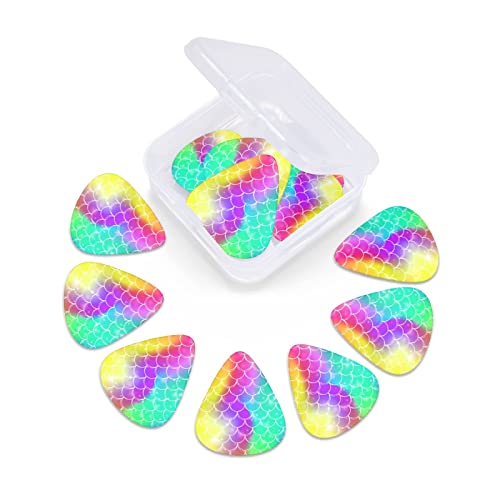 Lot de 12 médiators pour guitare électrique, basse, acoustique, écailles de sirène, arc-en-ciel, avec boîte - Les Beatles, Paul McCartney, John Lennon, RIngo Starr, George Harrison Lot de 12 médiators pour guitare électrique, basse, acoustique, écailles de sirène, arc-en-ciel, avec boîte – Image 4