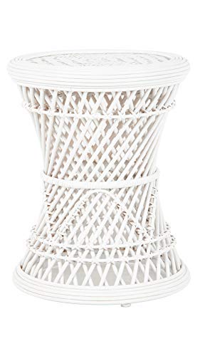 KOUBOO Coron Rattan, Sidetable and Planter Stand, White Stool,