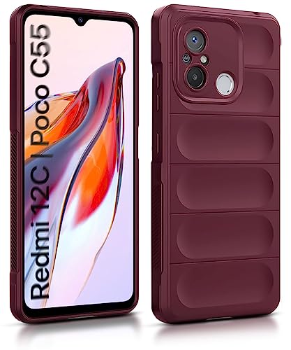 Image of WOW IMAGINE Ultimate Silicon Back Cover Case for Xiaomi Redmi 12C | Poco C55 | Military Grade Drop Protection Shockproof Bumper | Anti-Slip Grip | Scratch Proof Micro-Fibre Cloth Inside (Crimson Red)