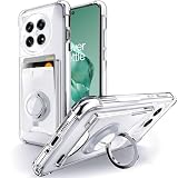 Shields Up for OnePlus 12 Case, 1+12 Case, Minimalist Wallet Case with Card Holder & Ring Kickstand/Stand, [Drop Protection] Slim Protective Cover for OnePlus 12 - Clear