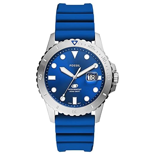 Fossil Reloj para hombre Azul Movimiento Cuarzo/3 Manecillas Fecha 42mm caja con correa de silicona FS5998