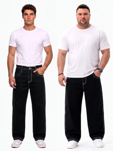 Image of GINGTTO Men's Baggy Barrel Jeans Wide Leg Y2K Denim Pants | Loose Fit Streetwear Casual Hip Hop Skater Vintage Style