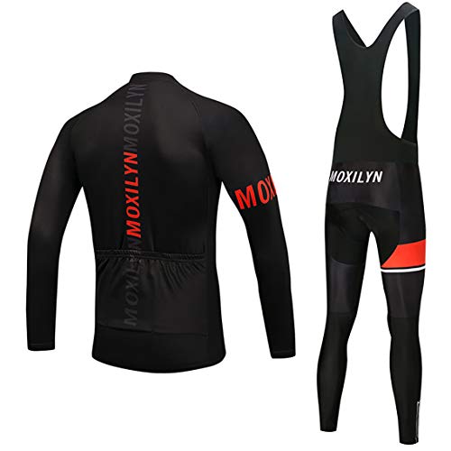 MOXILYN Men's Quick-Dry Cycling Jersey Set Road Bike Bicycle Shirt + Bib Pants with 9D Gel Padded MTB Riding Clothing kit