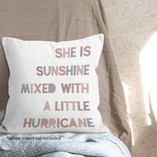Monalet 011 Colorful Girls Nursery Throw Pillow Covers 18X18, She Is Sunshine Mixed With Hurricane Decorative Square Pillow Cases thumb #5