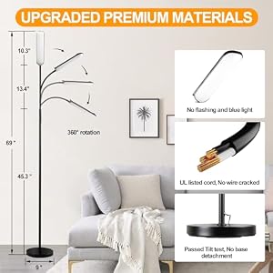 marctronic Floor Lamp, 18W 1800LM Super Bright LED Floor Lamp with Remote & Works with Smart Plug, Dimmable Timing Eye Caring Reading Lamps Floor Standing for Living Room Bedroom Office — photo 6 of 6