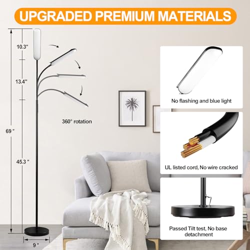 Image of marctronic Floor Lamp, 18W 1800LM Super Bright LED Floor Lamp with Remote & Works with Smart Plug, Dimmable Timing Eye Caring Reading Lamps Floor Standing for Living Room Bedroom Office