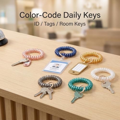 BIHRTC 6pcs Wrist Coil Keychain Car Key Holder Key Ring Bracelet Plastic Spiral Spring Flexible Stretchable Wrist Band Wristlet Key Chain Sauna Accessories for Sauna Gym Pool Outdoor Sports Activity - 4
