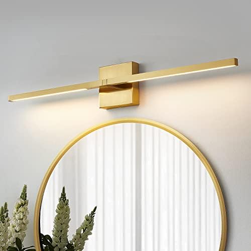 CCYCOL Gold Bathroom Vanity Light Fixtures - 30 inch Rotatable Modern LED Vanity Lights for Bathroom with 3500K Warm Light Brushed Bathroom Wall Sconce Over Mirror