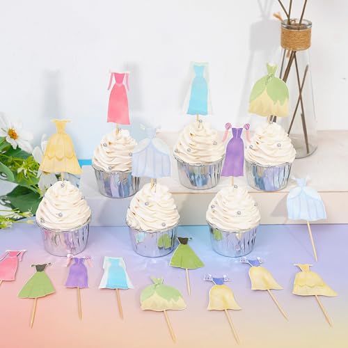 Image of Princess Party Cupcake Topper, Princess First Birthday Party Decoration | Dress Birthday Cake Decoration,Girl's 1st Party Supplies