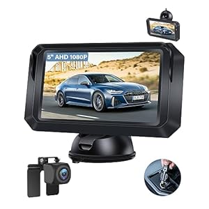 【DIY 6 Guide Lines】5” Reversing Camera Kit 1080P AHD Reverse Camera Rear Camera Car Rear Reversing Camera Monitor Reversing Camera Kit for Vans Cars IP68 Waterproof Car Rear View Camera Night Vision