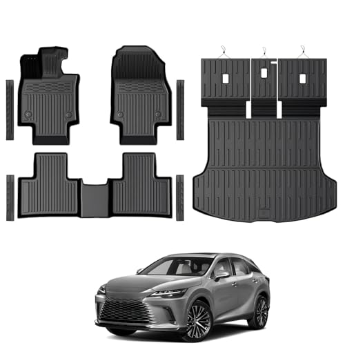 Floor Mats for Lexus RX350/RX350H/RX500h 2023-2026 All Weather Floor Mats Trunk Cargo Liner with Backrest Protectors and Door Sill Guards Accessories Full Coverage Set (Not fit RX450h & PHEV)