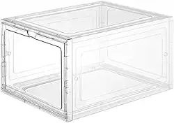 Caixa Organizadora De Sapato Armazenamento Transparente Empilhável à Prova de Poeira e Humidade Com Tampa Acrílico(1 unidade)