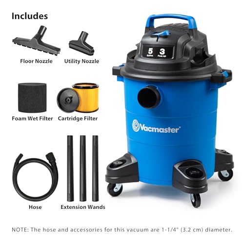 Vacmaster 5-Gallon* 3 Peak HP Wet/Dry Vacuum – VOC507PF 0101