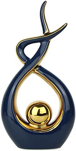 Norrclp Home Decor Modern Abstract Art Ceramic Statue Table Decorations for Dining Room Living Room Office Centerpiece (Blue and Gold, Large) Norrclp Home Decor Modern Abstract Art Ceramic Statue Table Decorations for Dining Room Living Room Office Centerpiece (Blue and Gold, Large)