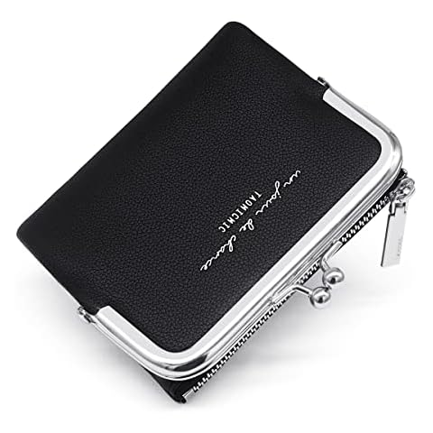 Cartera YERUUE con 8 ranuras para tarjetas y monedero con clip (Negro) Cover