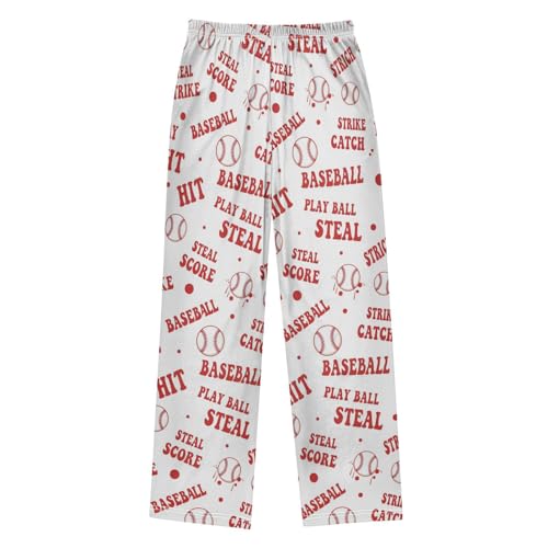 J JOYSAY Cartoon Baseball Red Pajamas Pants Soft Long Pajama Bottoms Lounge Sleep Pants Size S-XL2