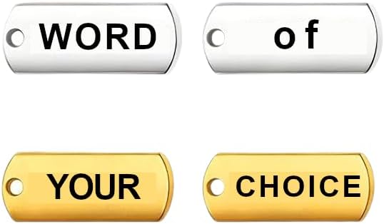 SINGLE PIECE Engraved Word Charm Pendant Of Your Choice for Jewelry Making - Zinc Alloy Gold or Silver Colored Charms for Necklace & Bracelet, Imported, Ships from California.