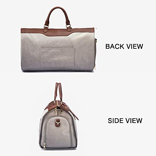 Travel Garment Bag Convertible suit dresses weekender PU leather with shoes compartment shoulder strap overnight carry on duffel bag for woman