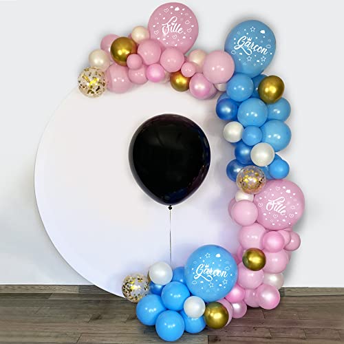 ARCHE BALLON GENDER REVEAL PARTY 145PCS + BALLON REVELATEUR DE GENRE - GENDER REVEAL FRANCAIS - ARCHE GENDER REVEAL BALLON RÉVÉLATEUR FILLE OU GARÇON - KIT GENDER REVEAL PARTY DÉCORATION Cover
