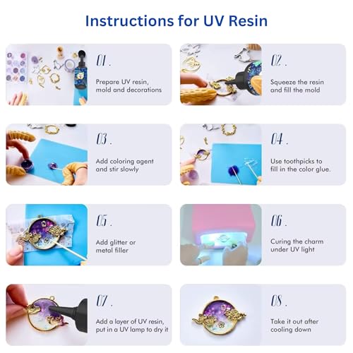 Image of Exploralearn Pro Max Resin Art Kit with UV Resin Combo: UV Resin (25g) & Epoxy Resin (200g) - Alphabet Mould, Jewelry Moulds, UV Lamp, Bezels, Flowers, Glitter, DIY Jewelry Making Kit for Kids & Adults
