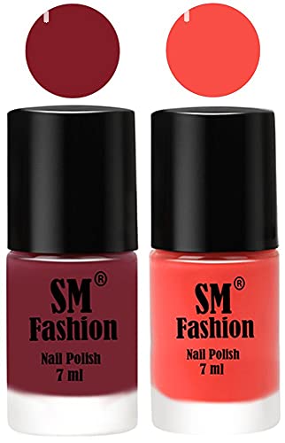 Image of Long Lasting Nail Polish | Nail Paint Combo 7 ml Each) - Set of 2 Lip-Coral