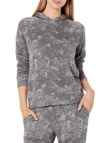 Daily Ritual Women's Tie Dye Popover Sweatshirt, Black Watercolor Tie Dye, X-Large