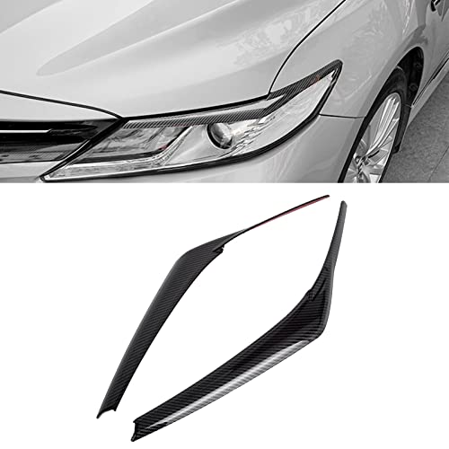 x xotic tech 2pcs Headlight Eyelid Eyebrow Cover Trim Exterior Decoration Compatible with Toyota Camry 2018 2019 2020 2021 2022 2023 2024 Accessories (Carbon Fiber Pattern)