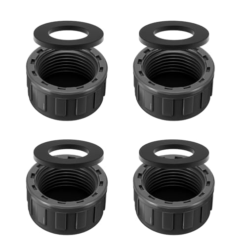 TIESOME 4 tapones de rosca de PVC de 3/4 pulgadas, rosca interior de 25 mm, con 4 juntas de goma, tapas redondas, conectores de manguera para sellar conexiones y extremos de tubos