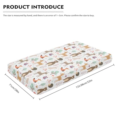 Image of Forest Cute Animals Fitted Crib Sheet Nature Woodland Friends Standard Crib Mattress Fitted Sheet Multicolor Baby Toddler Bed Mattress Sheets for Boys Girls 28 inchx52 inch