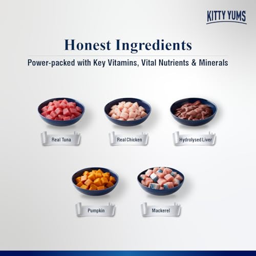 Image of Kitty Yums Adult Cat Wet Mousse 80g(4+1) Pack of 5, 400g | Ocean Fish | Rich in Protein | Promotes Hydration & Easy to Digest | No Artificial Flavours | Packed with Essential Vitamins & Antioxidants
