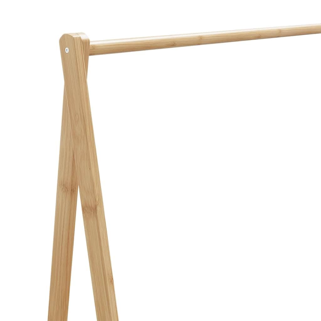 Kleiderständer mit Ablagen und Rollen Bambus 106x34x106,5 cm freistehend zusammenklappbar mit Haken platzsparend stabil für Schlafzimmer Flur und Wohnzimmer
