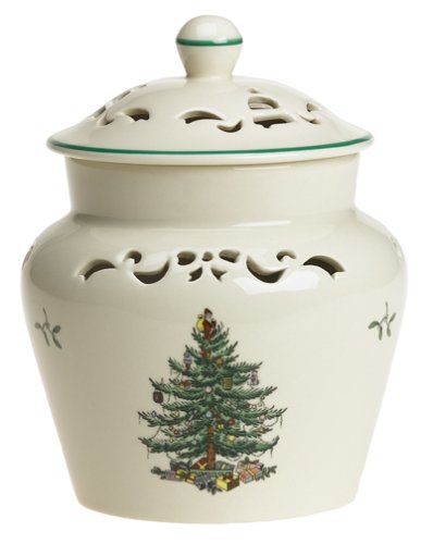 Spode Christmas Tree 10-1/2-Inch Pierced Potpourri Pot with Apple Cinnamon Potpourri