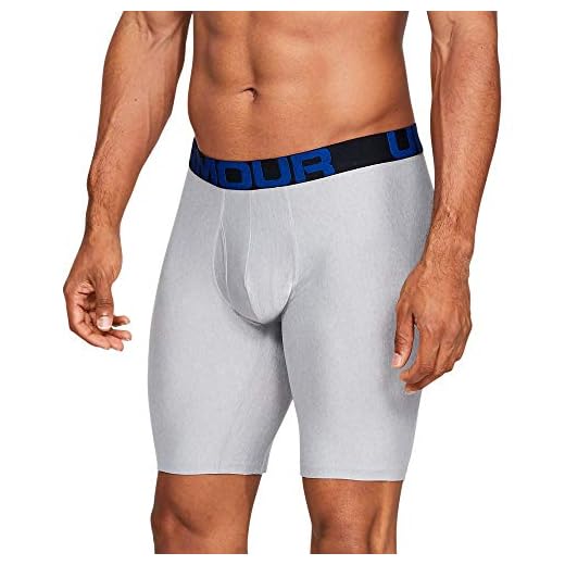 Under Armour Cueca boxer masculina Tech 22,86 cm, cinza claro mesclado (012)/azul-real, pequena