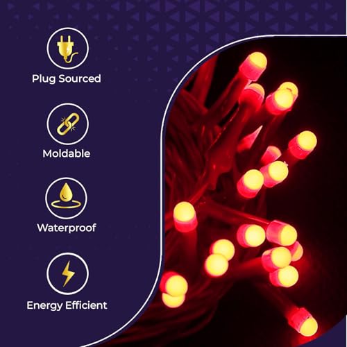 Image of Lexton 40 LED Power Pixel Serial String /Fairy Light | Plug Sourced | Suitable for Home & Outdoor Decoration, Diwali, Christmas, Ramadan, Wedding, Party, Festival (Pack of 2, Red)