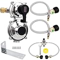 2-Stage Auto Changeover Rv Propane Regulator 2 Tank 18" Inch LP Pigtail Propane Hose with Gauge, QCC1 Dual Propane Tank Hose with Regulator Pressure, 3/8" NPT Female Outer, for rv Trailer
