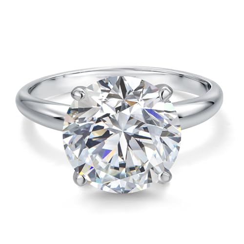 Gem Stone King 5.00 Ct IGI Certified Lab Grown Diamond Solitaire Engagement Ring For Women in 14K White Gold Ring | Round Cut | E-F Color | VS1-VS2 Clarity | Available In Size 5, 6, 7, 8, 92