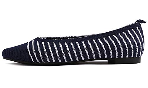 Image of FEVERSOLE Women's Woven Pointy Fashion Cutouts Breathable Knit Flat Shoes