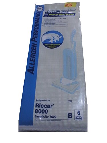 riccar hepa type b - Riccar 8000 Series Type B HEPA Filtration Bags, 6 Pack.