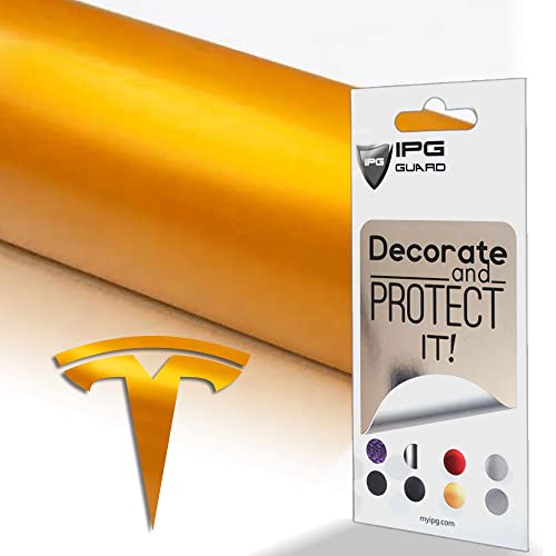 Image of IPG Compatible with Model Y Decal Sticker (8 Logo Set) Overlay Stickers Do it Yourself Stickers Set Personalize Your Tesla (Shiny Yellow)