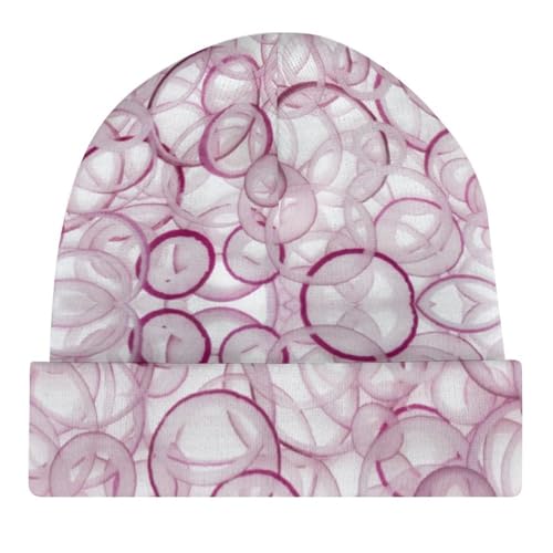 Slice Red Onion Rings Pattern Kids Beanie Hat for for Girls Boys Children Cap Winter Knitted Chemo Cancer Headwear Accessories Gifts Decoration4