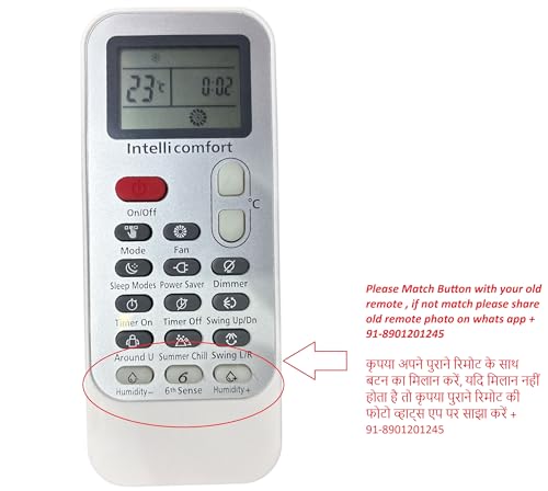 Image of Sanavya AC Remote Control - Compatible Replacement for Split & Window Air Conditioners - Replicates Genuine Remote Functions (Whirlpool 129A DG11J1-53 6TH Sense)