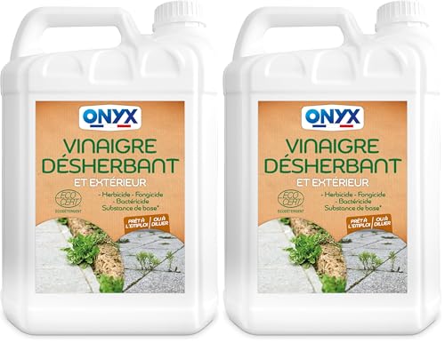 Onyx - Vinaigre Désherbant - Supprime les Mauvaises Herbes - Pour les terrasses, trottoirs et allées - ECOCERT - 100% d'Ingrédients d'Origine Naturelle - Fabrication Française - 5L (Lot de 2)