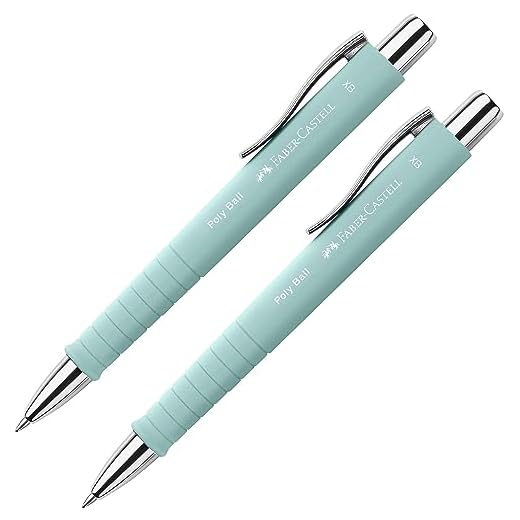 Faber-Castell 205091 - Kugelschreiber Poly Ball caribic blue, 2 Stück, mit auswechselbarer XB Mine, dokumentenecht