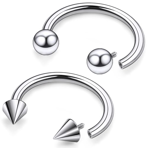F136 Titanium 20/18/16/14/12/8/4/2g Septum Nose Rings Gauge Earrings Lip Rings Prince Albert Jewelry Internally Threaded Horseshoe Hoop Piercings