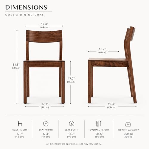 Image of Genuine Decor Set of 2 Rosewood Dining Chairs - Rustic Teak Brown Finish, Solid Wood, No Cushion, Perfect for Dining Room, Living Room, Bedroom (Without Cushion)